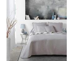 Douceur dIntérieur Dorinette Tagesdecke für Einzelbett, matt, Weiß, 180 x 220 cm, grau, 220 x 240 cm