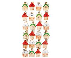 Rayher 46284000 Holz-Klammern, mit Haus, Adventskalenderzahlen Holz, Weihnachten, Adventskalender Buttons, Zahlen für Adventskalender, Btl. 24 Stück, Zahlen 1-24, 3 x 3,5 cm