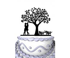 Meijiafei Wedding Cake Topper - Lesbian Together Under the Tree Silhouette with Script Mrs & Mrs Party Decoration