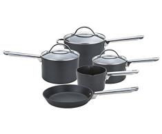 Anolon Milchtopf, Kochtops und Bratpfanne aus professionellem harteloxiertem Material, Schwarz, Harteloxiertes Aluminium, schwarz, Set of 5