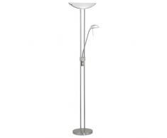 Eglo Stehleuchte Modell BAYA mit Lesearm / in nickel mattem Stahl und satiniertem Glas / HV 1 x R7S 300 W 1 x G9 40 W / Höhe 180 cm / Fluter ø 44 cm / Sockel ø 28 cm 85971