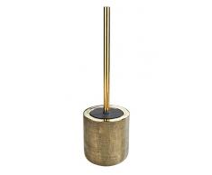 WENKO WC-Garnitur Rivara, hochwertiger Bürstenhalter aus edler Keramik, handbemalt, inklusive Toilettenbürste, Ø 11,5 x 12,7 cm, Gold
