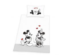 Herding DISNEY MICKEY & MINNIE Retro Bettwäsche-Set, Bettbezug 160 x 210 cm, Kopfkissenbezug 65 x 100 cm, Baumwolle/Renforcé