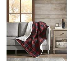 Woolrich Luxury Oversized Softspun Down Alternative Plaid Throw Premium Soft Cozy Spun for Bed, Couch or Sofa, 50x70, Linden Red