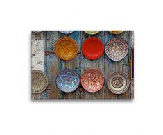 Premium Textil-Leinwand 45 x 30 cm Quer-Format Bunte Teller im Souk von Marrakesch | Wandbild, HD-Bild auf Keilrahmen, Fertigbild auf hochwertigem Vlies, Leinwanddruck von Gabriele Gerner-Haudum