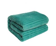 HoroM Weiche, kuschelige und warme Sherpa-Decke für Bett oder Couch 60 x 80 Stripe - Forest Green