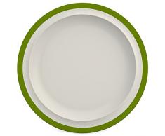 Ornamin Teller flach Ø 22 cm Rand grün, Melamin | kleiner hochwertiger, stabiler Kunststoffteller | robustes Alltags-Geschirr für Kinder, Camping, Picknick, Gemeinschaftsverpflegung, Großküchen, Institutionen | Essteller, Frühstücksteller