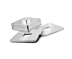 Zilverstad Glasuntersetzer Square 6er-Set vernickelt, Stahl, Silber, 9.6 x 9.6 x 3.6 cm