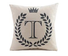 HYSENM Alphabet Serie 26 Buchstaben 45,7 x 45,7 cm Baumwolle Leinen Home Sofa Stuhl Auto Bett Dekor Überwurf Kissenbezug Kissenbezug 18X18 T