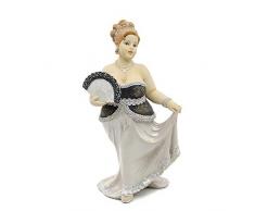 Comfy Hour Dekofigur, Kunstharz, Elegante Dame im Kleid, 22,9 cm, mit Fächer, Perlenschwarz
