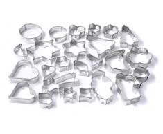 Zenker 25er Ausstecher-Set, Patisserie, Ausstecher für Plätzchen, Kekse und Fondant, Ausstechformen in unterschiedlichen Größen und vielfältigen Motiven, Menge: 1 x 25er-Set, Farbe: silber