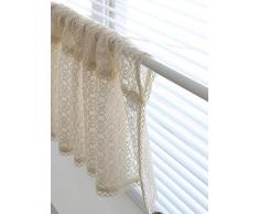 cozymomdeco Vorhang, handgefertigt, natürliche Baumwolle, für Küchen-Vorhang, Querbehang, europäisches Landhaus-Design, 48 x 155 cm, Beige