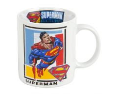Könitz Kaffeebecher Superman up and Away im Geschenkkarton Becher, Porzellan, Mehrfarbig, 11x8x9.2 cm