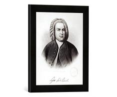 Gerahmtes Bild von V. Weger Portrait of Johann Sebastian Bach (1685-1750), Kunstdruck im hochwertigen handgefertigten Bilder-Rahmen, 30x40 cm, Schwarz matt