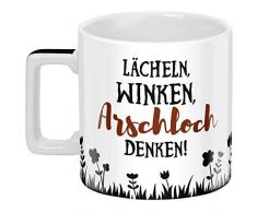 Sheepworld 46529 Wortheld Spruch, Lächeln Winken, Porzellan Tasse