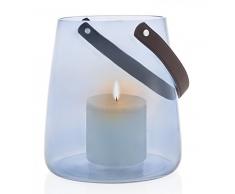 Blomus Windlicht ohne Kerze, L, Glas, blau, 24.5 x 24.5 x 27 cm