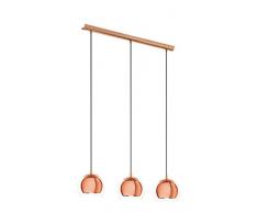 EGLO 94591 A++ to E, Hängeleuchte, Stahl, E27, Kupfer/ Transparent, 78 x 19 x 110 cm