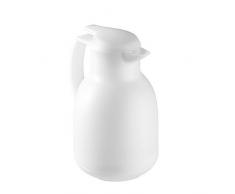 Leifheit Bolero 1, 0 L Isolierkanne, 100% dicht, Thermoskanne mit doppelwandigem Vakuum-Glaskolben, praktisches Öffnen und Schließen mit einer Hand, Kaffekanne, Teekanne, weiß, gefrostet