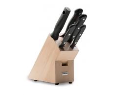 Wüsthof Messerblock 5-teilig, Gourmet (9867), massiver Holzblock, helle Buche, Küchenmesser Set inkl. 4 Kochmesser und 1 Wetzstahl (Schärfstab)