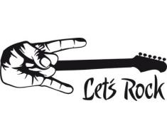 Graz Design 600203_50_070 Wandtattoo Musik Deko fr Jugendzimmer Motive Wandaufkleber Sprche Lets Rock mit E-Gitarre 131x50cm Schwarz
