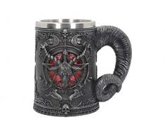 Nemesis Now B4648N9 Baphomet Bierkrug aus Harz mit Edelstahl, 16,5 cm, Schwarz