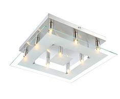 Action Lyon Deckenleuchte, Metall, Glas, G9, 33 W, Nickel matt, 39 cm x 39 cm