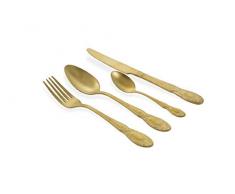 Villa D‘Este Home Tivoli 5901193 Wonderland Besteck-Set aus satiniertem Gold, 24 Stück