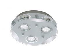 LED Deckenleuchte, Deckenlampe, Deckenstrahler, Spots, Wohnzimmer-lampe, Lampe-Kinderzimmer, Deckenbeleuchtung, Wohnzimmerleuchte, 3xLED, GU10, 3 W, 250 Lumen, rund, chrom