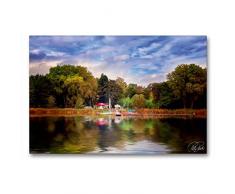 Premium Textil-Leinwand 90 x 60 cm Quer-Format Am Steinhuder Meer | Wandbild, HD-Bild auf Keilrahmen, Fertigbild auf hochwertigem Vlies, Leinwanddruck von Peter Roder