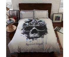 Sacred Heart Bettwäsche, Bettbezug- und Kissenbezug-Set Gothischer Totenkopf, Mehrfarbig, Einzeln