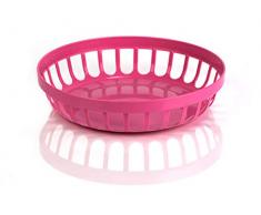 Kimmel Brötchenkorb Obstkorb Servierkörbchen Obstschale Brotschale Mehrweg bruchsicher stapelbar, Kunststoff, Fuchsia