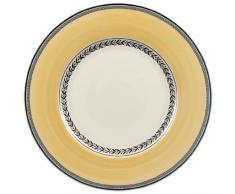 Villeroy & Boch Audun Fleur Speiseteller, 27 cm, Premium Porzellan, Weiß/Grau/Gelb