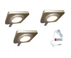 Evotec Sandwich Designleuchte Unterbauleuchte 3er-Set / 2800K / 3x20W / 3x320 Lumen, Aluminium, 60 W, Transparent, Small