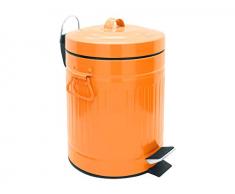 SANWOOD Treteimer Oscar orange mit Absenkautomatik, Bad-Abfalleimer 5 Liter im Mülltonnen Retro-Design, Kosmetikeimer aus pulverbeschichtetem Stahl, Metall, 21.4 x 26.4 x 29.2 cm