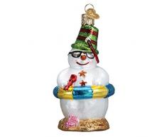 Old World Christbaumschmuck, Glas, geblasen, mit S-Haken und Geschenkbox, Schneemann-Kollektion Snowman on Beach