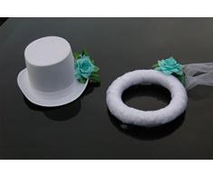 Autoschmuck Hochzeit Dekoration, Hellblau/Weiß, 34x24x14