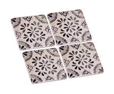 Nikky Home Vintage Shabby Retro Untersetzer aus Kunstharz Kaffee Tee Milch Trinkbecher Untersetzer 4er Set, schwarz und weiß