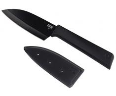 KUHN RIKON COLORI+ Santokumesser klein, gerade Klinge mit Klingenschutz, antihaftbeschichtet, Edelstahl, 22 cm, graphite