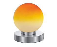 Reality Kugellampe Lampe Tischleuchte Touch Me Dimmer ~ Nickel matt, Glas opal orange