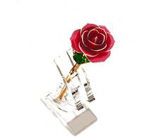 Ysber 24 K echt vergoldete Rose, auf ewig vergoldete Rose mit durchsichtigem Display-Ständer, in Geschenkbox, bestes romantisches liebevolles Geschenk für Ehefrau, Freundin, zum Geburtstag, Muttertag, Hochzeitstag. rot
