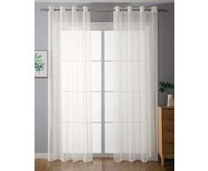 2er-Pack Ösen Gardinen Transparent Vorhang Set Wohnzimmer Voile Ösenvorhang Bleibandabschluß HxB 175x140 cm Creme, 203322