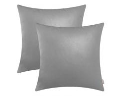 BRAWARM Kissenbezüge für Couch Sofa Bett Solide Kunstleder Weiche Kissenbezüge strapazierfähig Home Decor Akzent Beidseitig 2 Stück Modern 18 X18 Inches - 2 Pcs Medium Gray