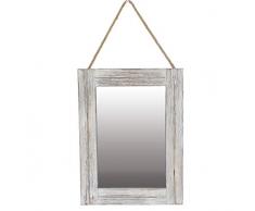EMAISON Spiegel mit rustikalem Holzrahmen, 40,6 x 30,5 cm, hängend an Seil, kleine Wandspiegel-Dekoration für Eingangsbereich, Schlafzimmer, Kommode Wash White