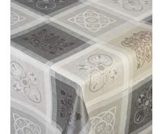 Venilia Tischdecke Jacquard grau Tischtuch Tischwäsche Wachstuch pflegeleicht wasserabweisend Rechteckig, Pvc-Polyester, 155 x 180 cm