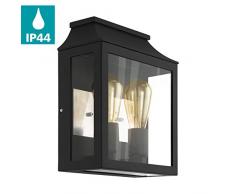 EGLO Außen-Wandlampe Soncino, 2 flammige Außenleuchte, Wandleuchte aus Aluguss, Farbe: Schwarz, Glas: klar, Fassung: E27, IP44