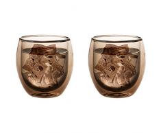 Levivo doppelwandiges Jumbo Thermoglas 400 ml, ideal als Kaffeeglas oder Teeglas, mundgeblasene Thermo-Gläser, hitzebeständig, handgefertigt, kratzfest und spülmaschinengeeignet, 2er-Set, grau