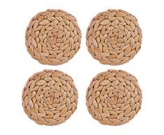 Creative Tops 4er Set runde Untersetzer aus Wasserhyazinthe mit Korkrückseite, 10 cm (4 )