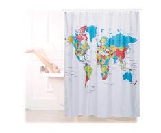 Relaxdays Duschvorhang Weltkarte, Polyester, wasserabweisend, waschbar, Anti-Schimmel, Badewannenvorhang 180x180cm, bunt