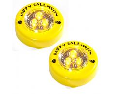 HEITMANN DECO LED-Kerzen - LED-Lichter für Kürbis - Halloween Deko, Grusel-Deko für Kostüm und Laterne - Kunststoff, Gelb, 7 cm, 2er Set