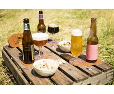 Vacu Vin 18555606 Flasche und Glas 2-fach Untersetzer, 6er Set, Leder, Braun